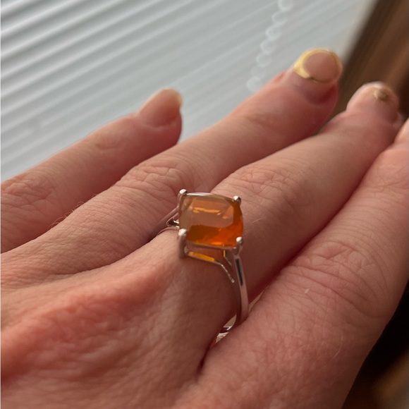 Size 7 triple American Fire Opal ring 10kt gold Rare NEW - Picture 2 of 4